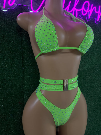 Exotic dancewear stripper outfit rhinestone bikini
